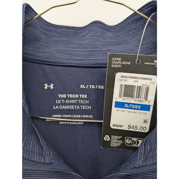 NWT Under Armour Men's UA Tech Textured ½ Zip in Midnight Navy size XL - Picture 4 of 6